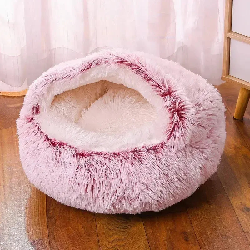 Washable Plush Cave Dog Bed With Removable Cover