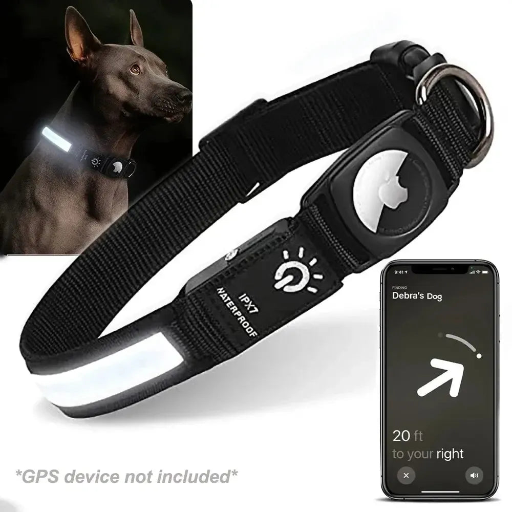 Waterproof AirTag Dog Collar with LED Light