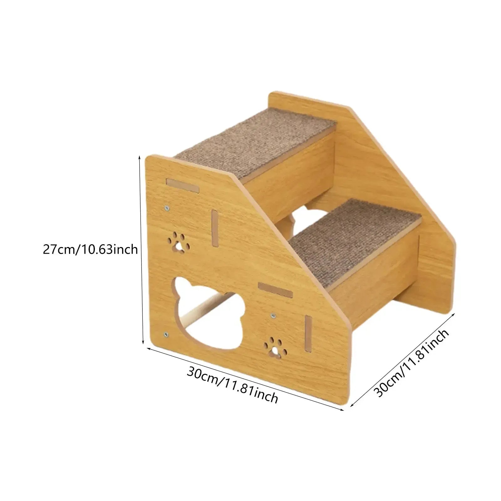 Wooden dog stairs with non-slip carpet surface
