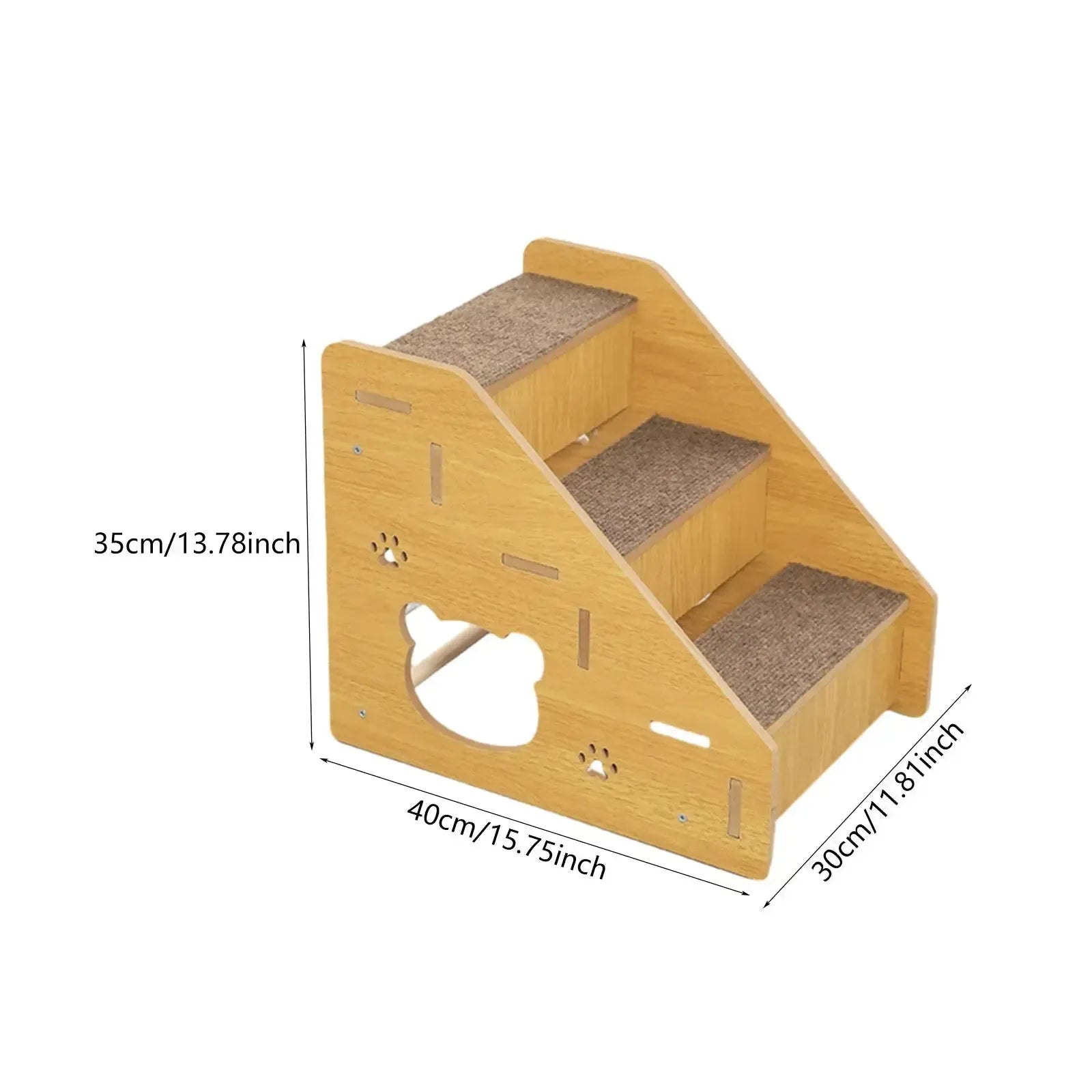 Wooden dog stairs with non-slip carpet surface