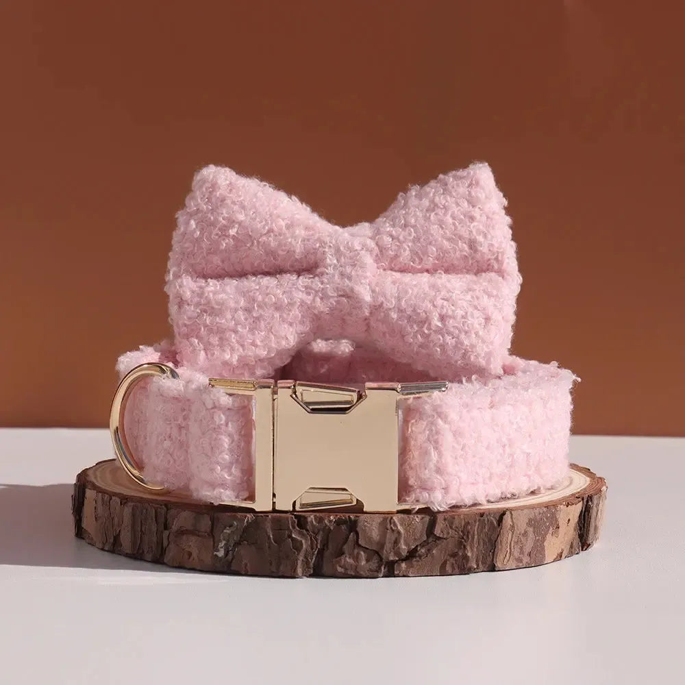 XL Pink Teddy Fleece Dog Collar | Soft Padded Adjustable