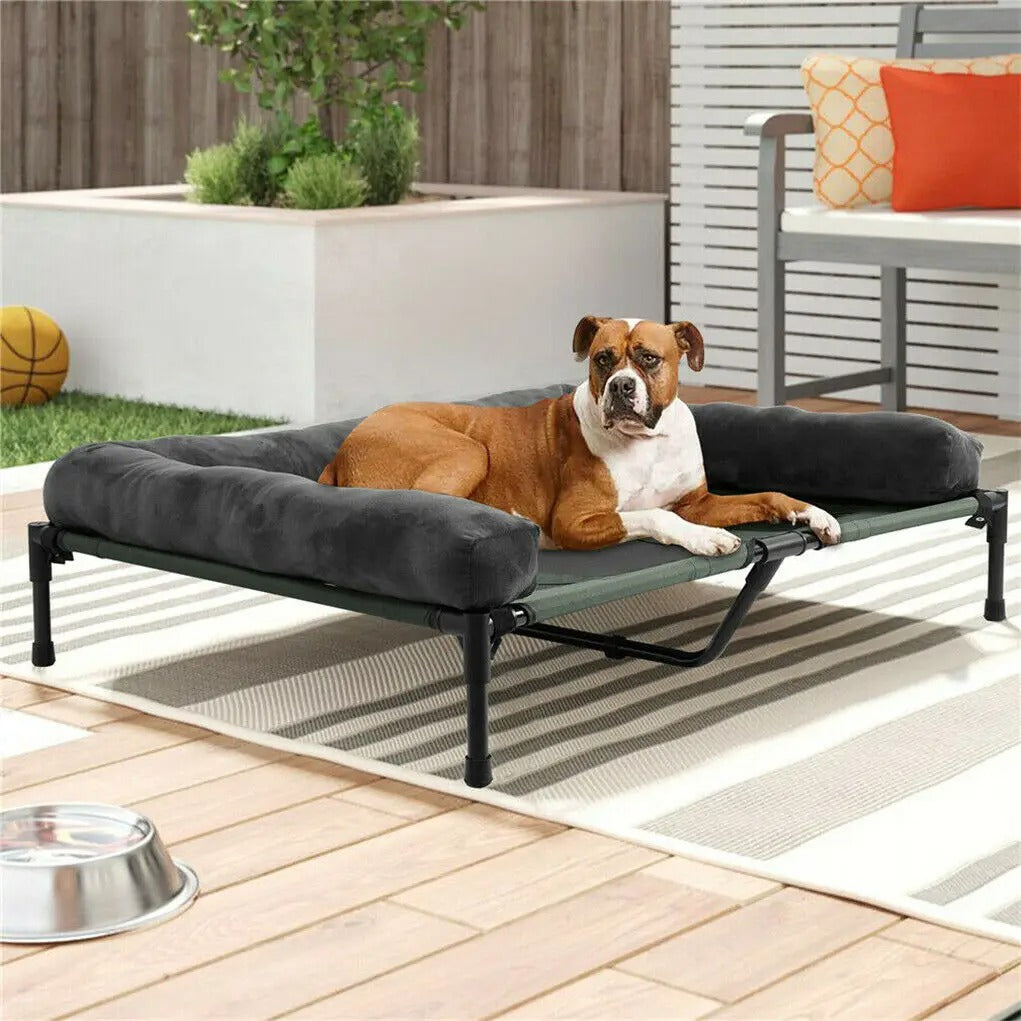 Orthopedic Raised Dog Bed with Bolster | Cooling - Washable