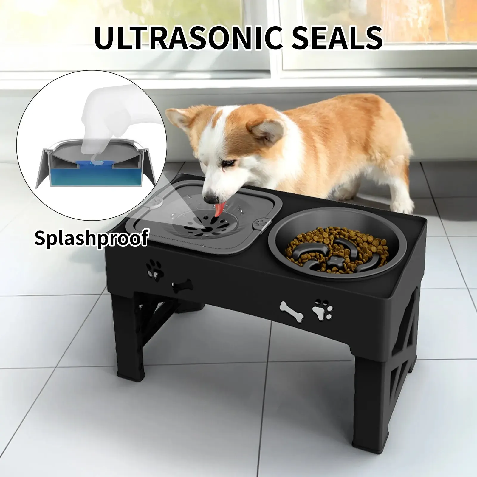 3-in-1 Adjustable Elevated Slow Feeder & Water Bowl 4