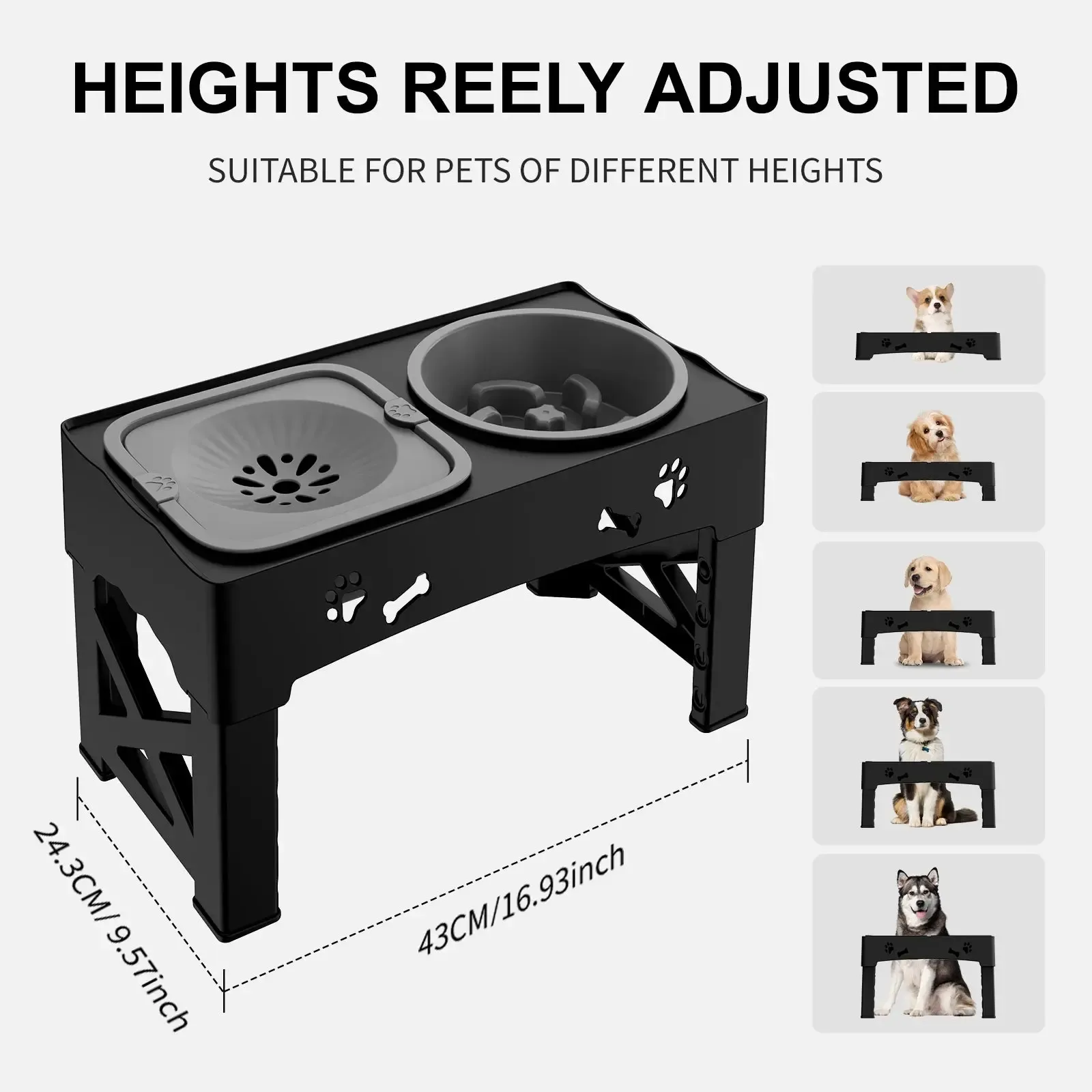 3-in-1 Adjustable Elevated Slow Feeder & Water Bowl 5
