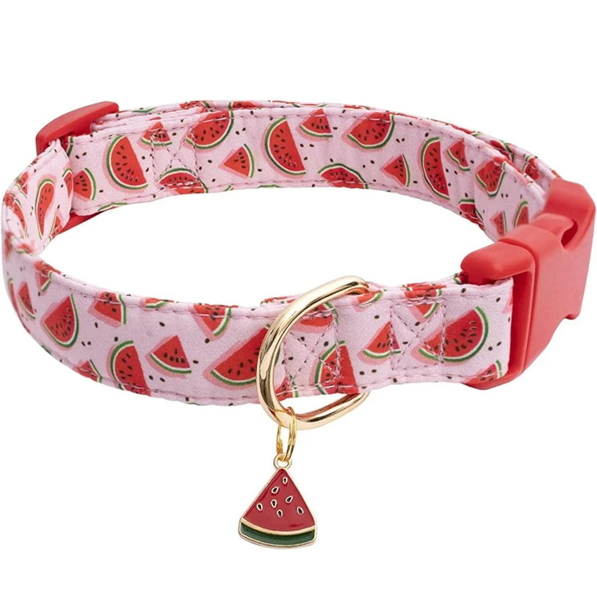 Adjustable Fruit Print Dog Collar with Cute Charm Tag 8