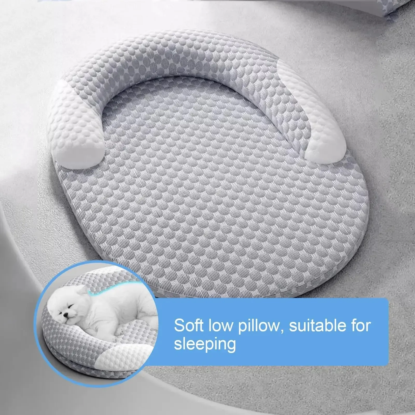 Breathable Orthopedic Dog Cooling Pad with Pillow for Crates, Floors, and Travel 4