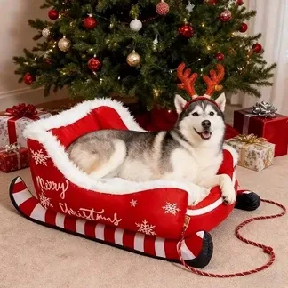 Christmas Sleigh Dog Bed