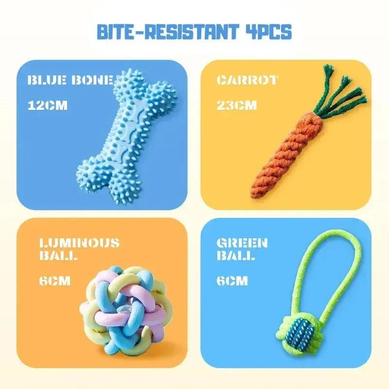 Colourful Dog Chew Toy Set for Dental Health and Play 11