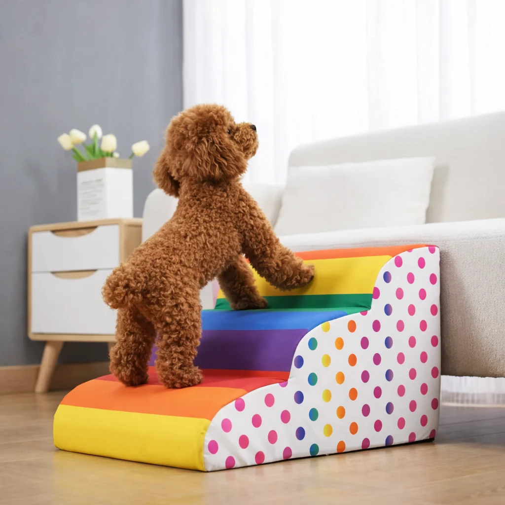 Colourful luxury dog stairs with washable cover 3