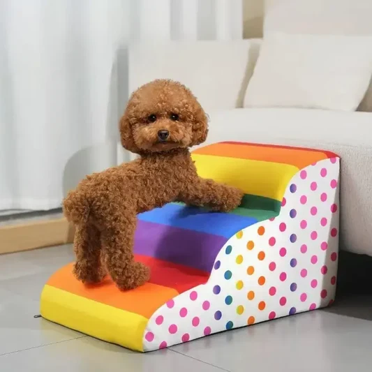 Colourful luxury dog stairs with washable cover