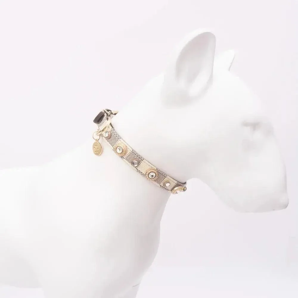 Designer Plaid Dog Collar with Rhinestones 5