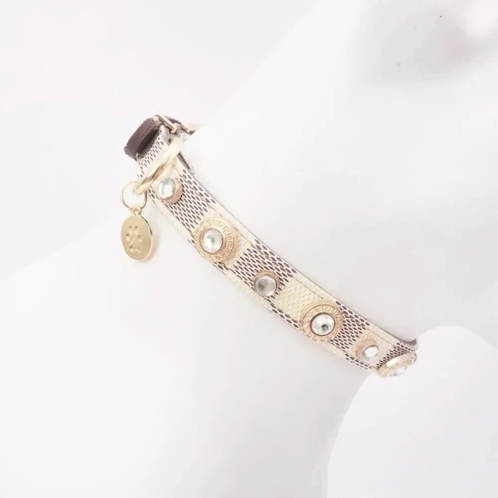 Designer Plaid Dog Collar with Rhinestones 6