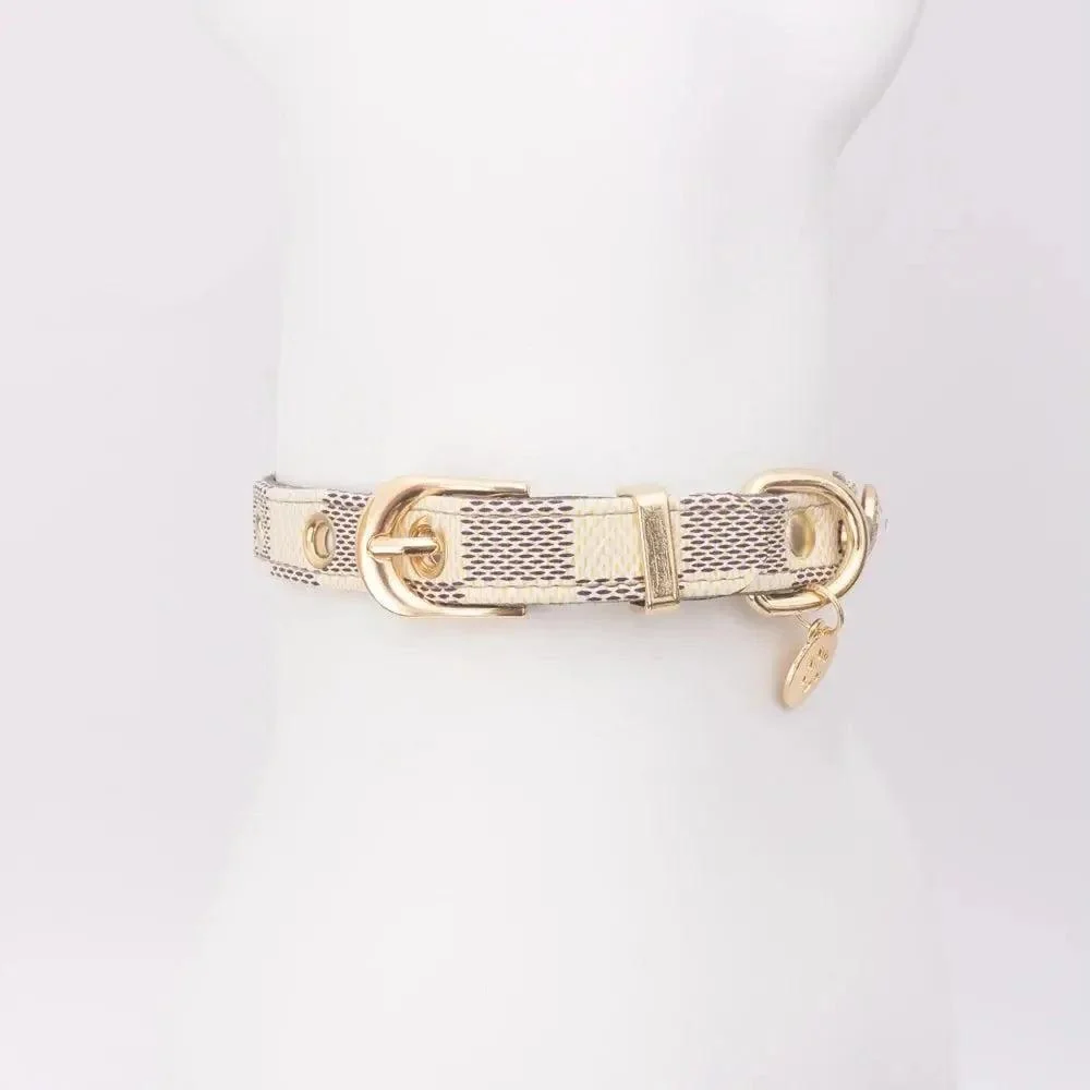 Designer Plaid Dog Collar with Rhinestones 7