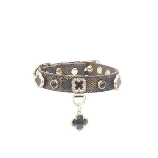 Designer Plaid Dog Collar with Rhinestones