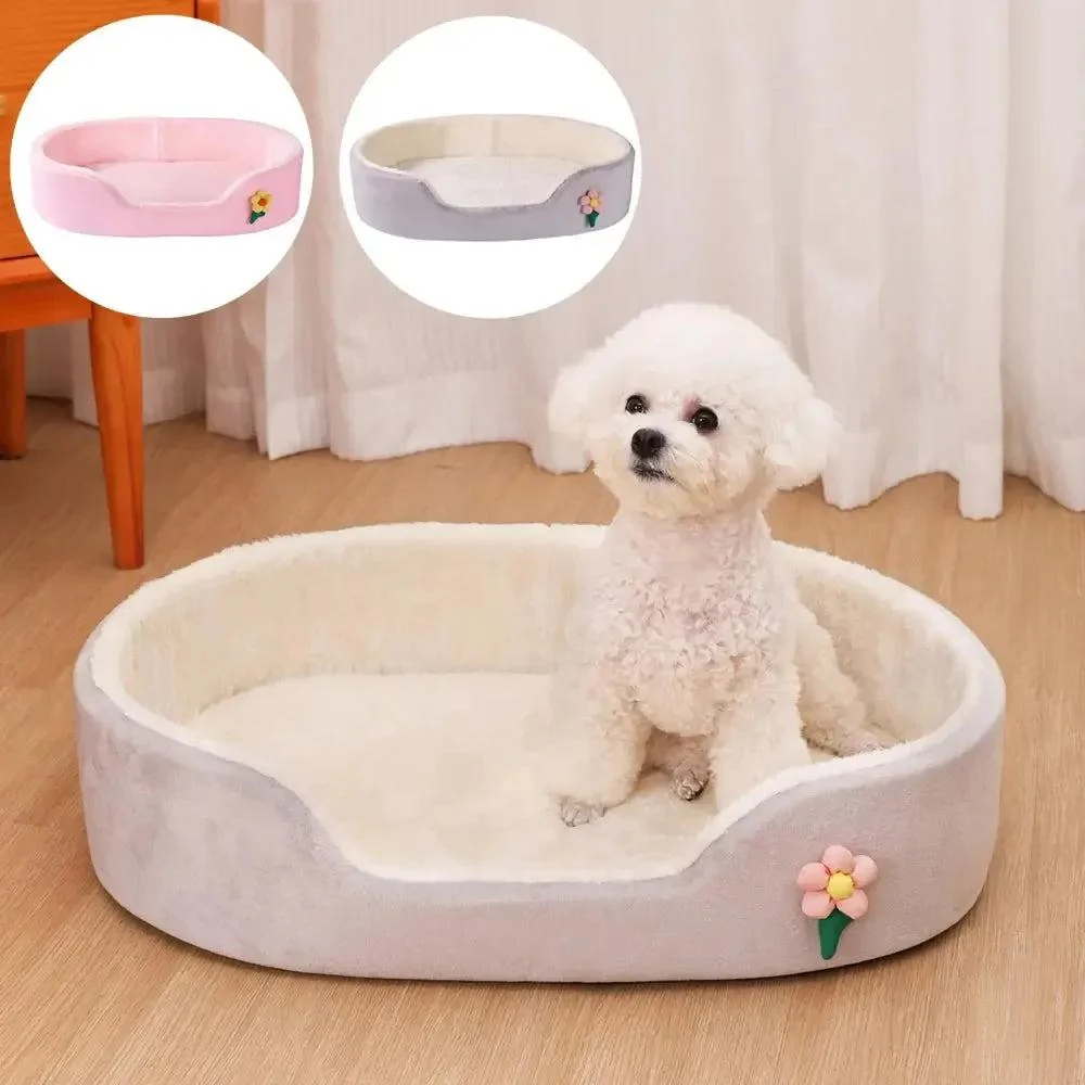 Dog Basket Bed Washable With Anti Slip Base Cushion