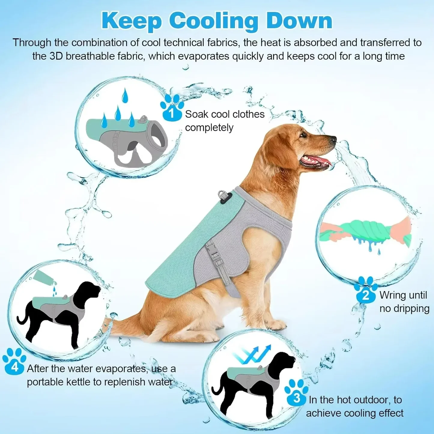 Dog Cooling Vest Harness | Breathable Ice Cooling Jacket