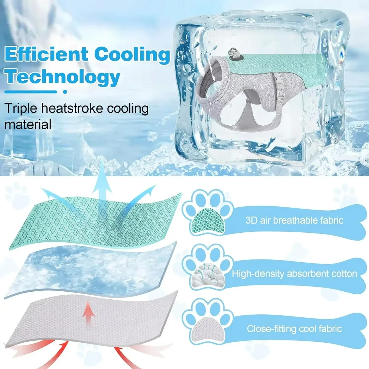 Dog Cooling Vest Harness | Breathable Ice Cooling Jacket
