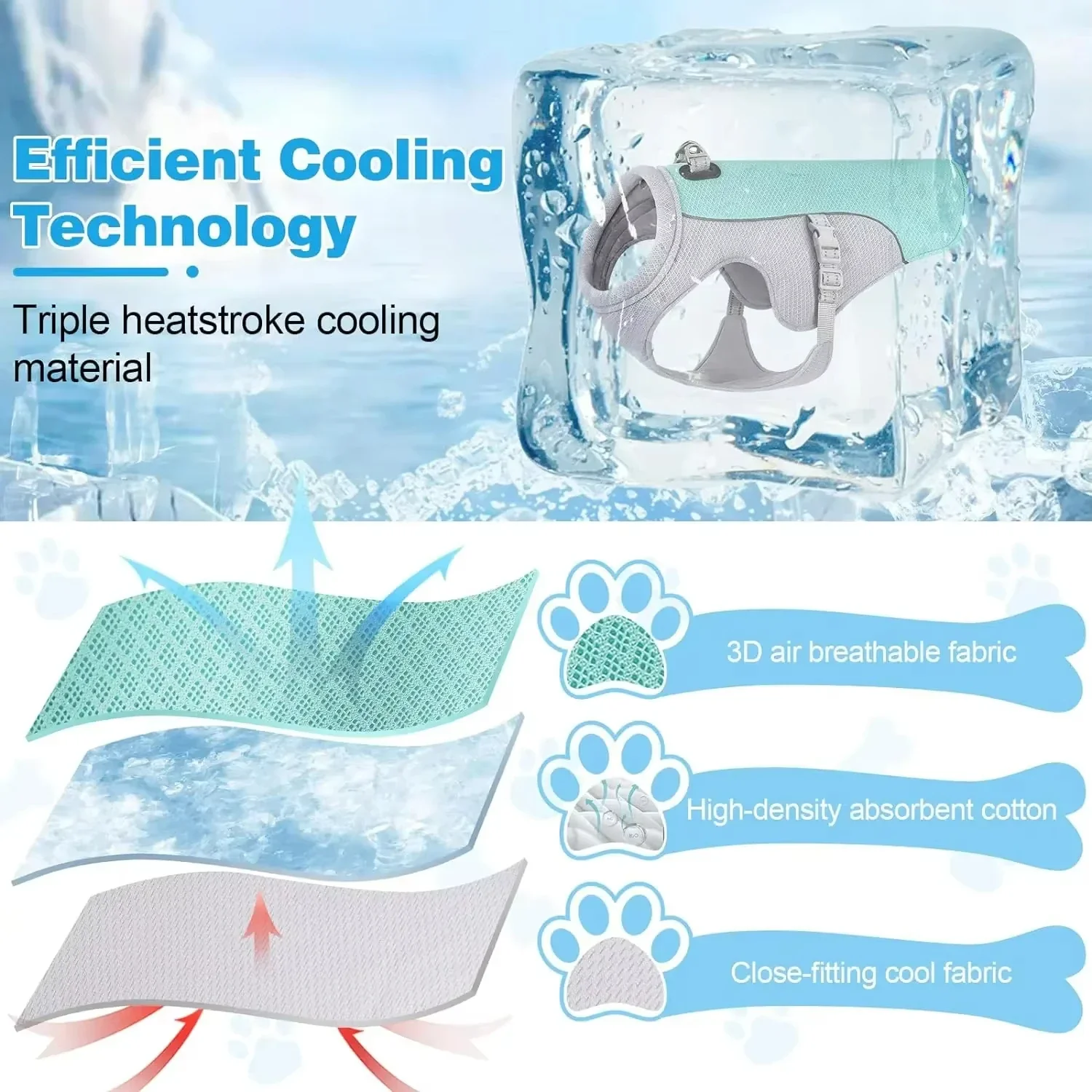 Dog Cooling Vest Harness | Breathable Ice Cooling Jacket 3