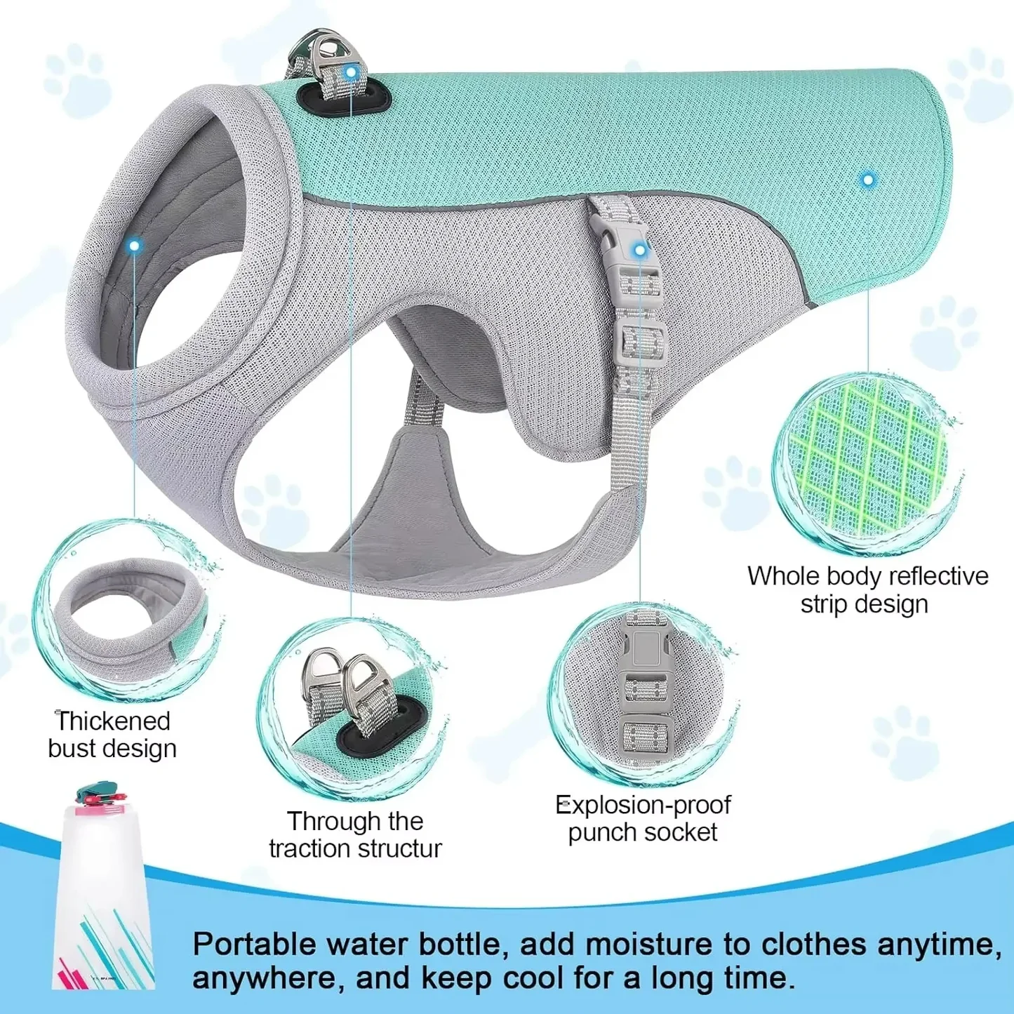 Dog Cooling Vest Harness | Breathable Ice Cooling Jacket