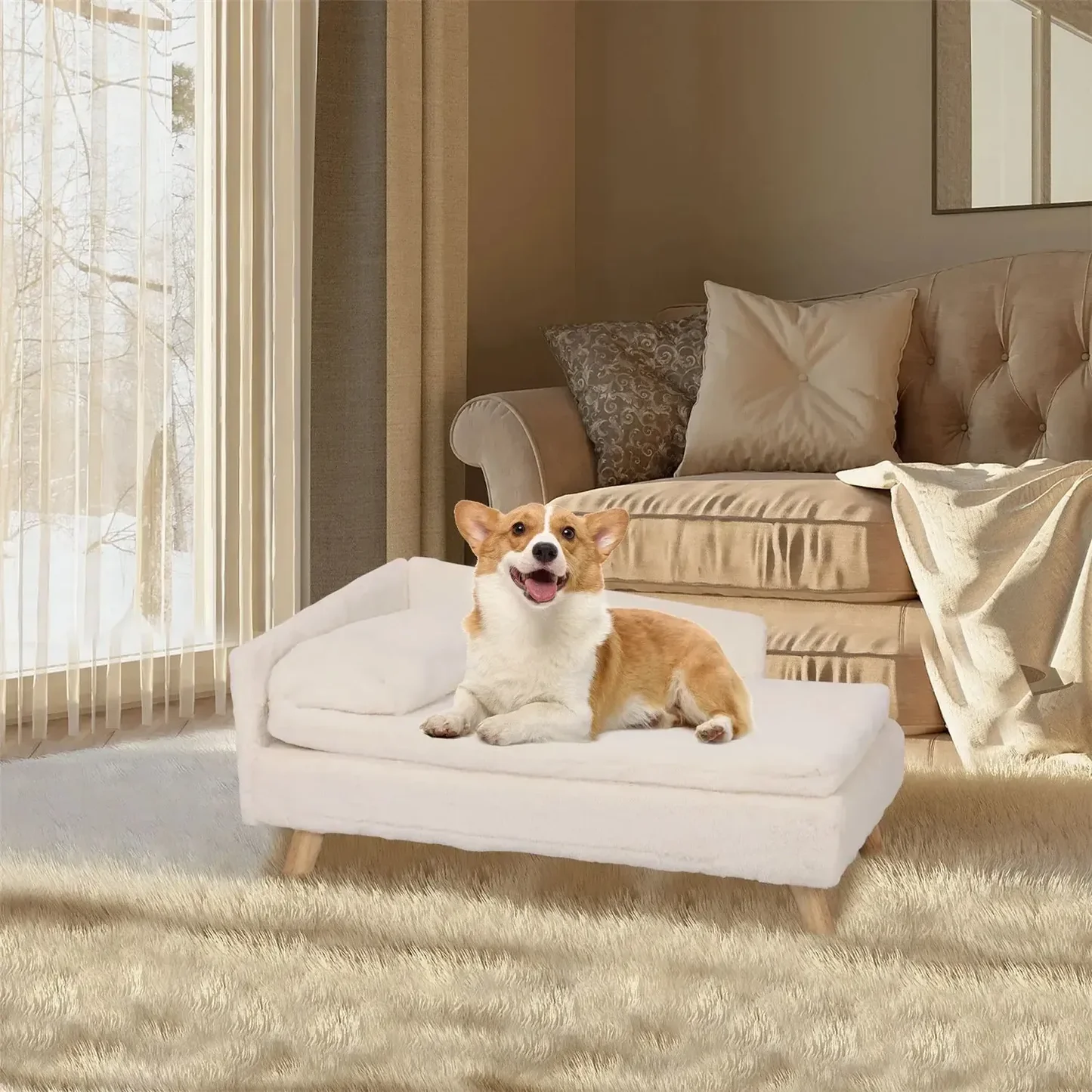 Elevated Small Dog Sofa Bed | With Orthopedic Cushion & Waterproof Cover