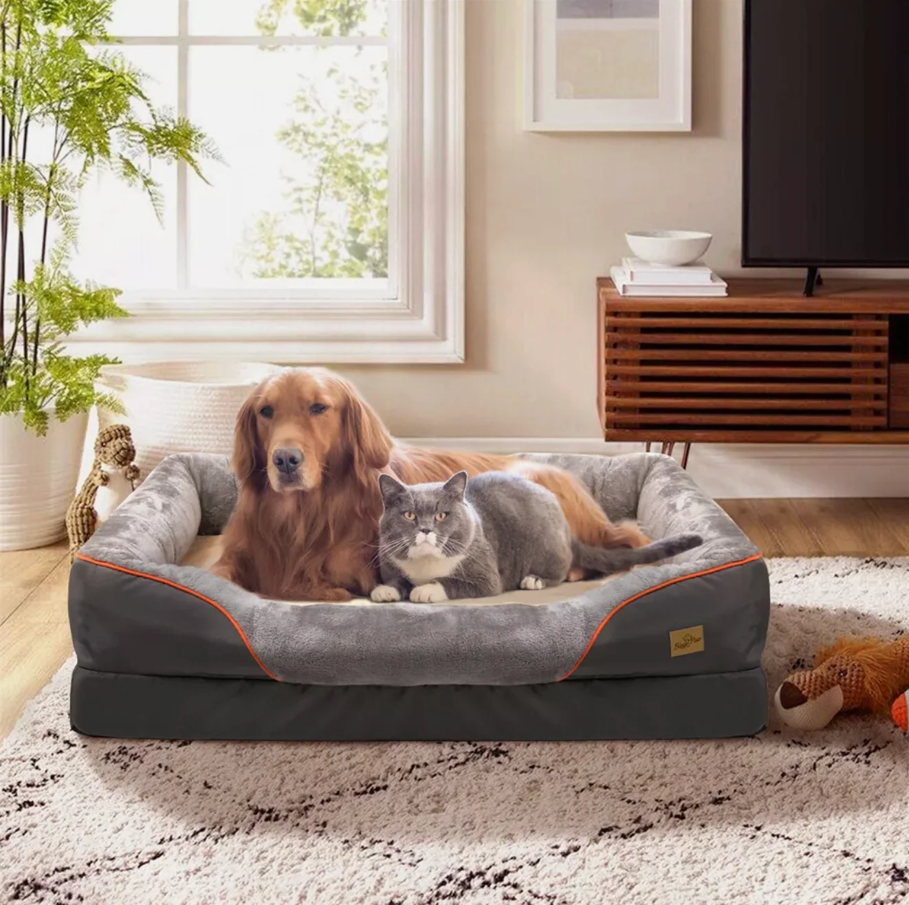 Extra large Orthopedic Dog Bed | Washable Bolster And Foam Support 6