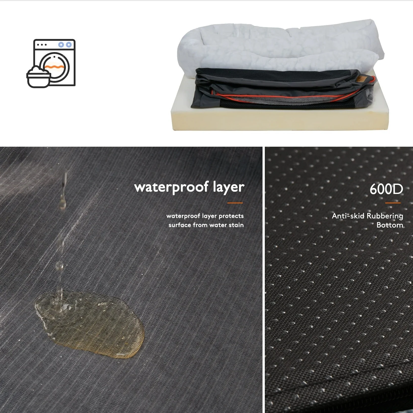 Extra large Orthopedic Dog Bed | Washable Bolster And Foam Support 8