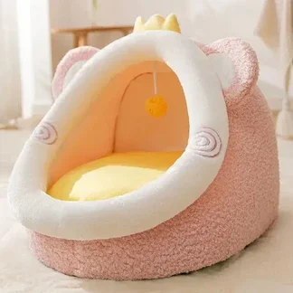 Foldable Cotton Cave Dog Bed With Washable Cushion