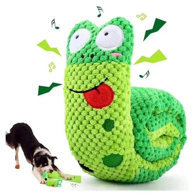 Frog Puzzle Feeder Plush Dog Toy