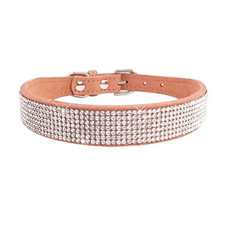 Glitter Rhinestone Suede Dog Collar 10