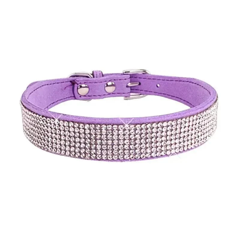 Glitter Rhinestone Suede Dog Collar 12