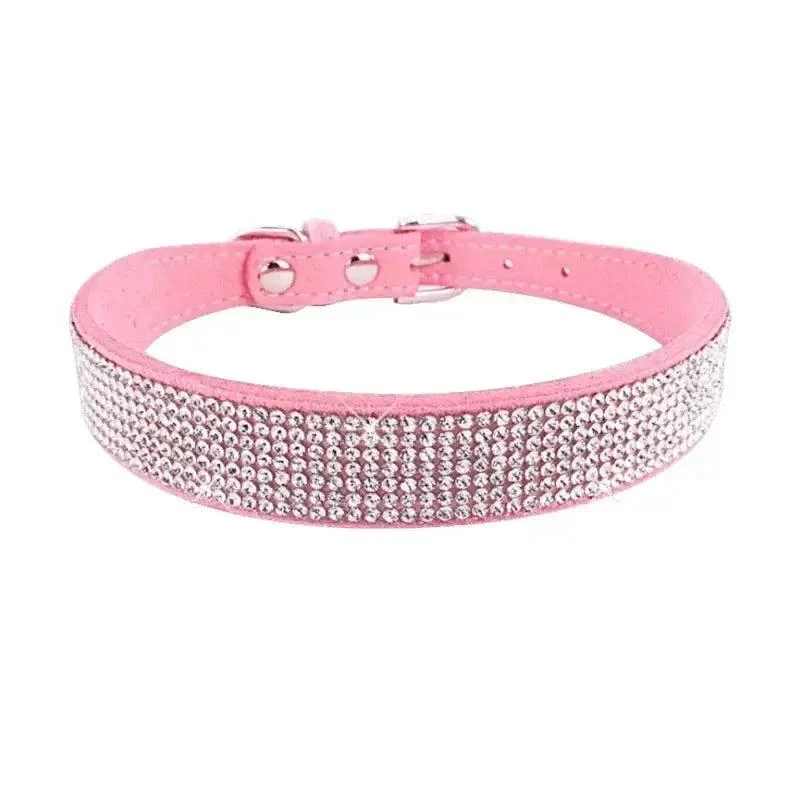 Glitter Rhinestone Suede Dog Collar 14