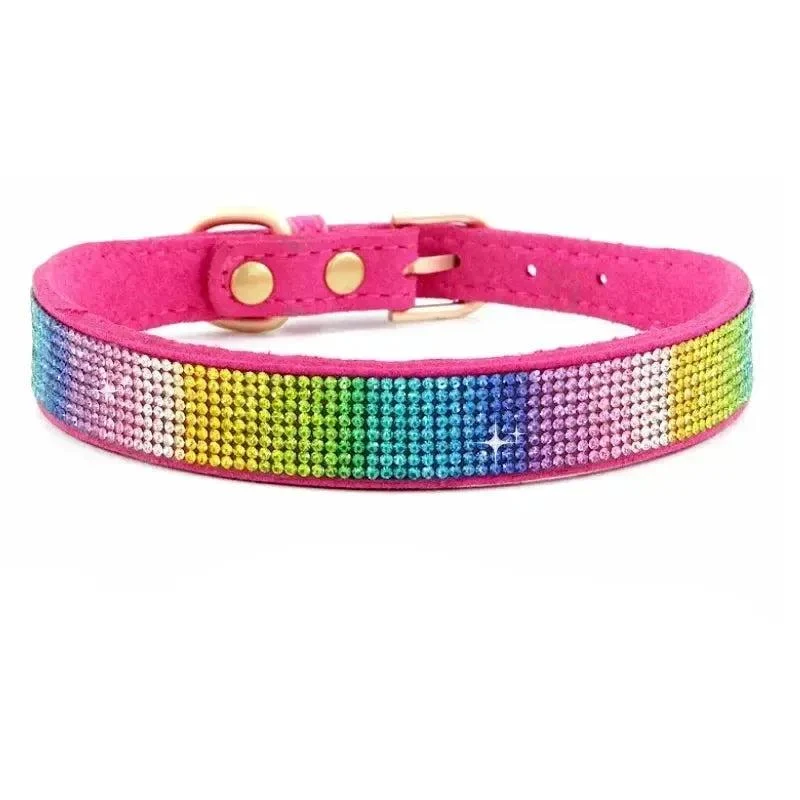 Glitter Rhinestone Suede Dog Collar 8