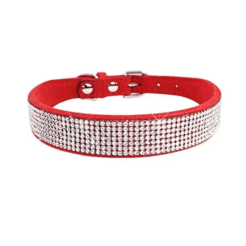 Glitter Rhinestone Suede Dog Collar 9
