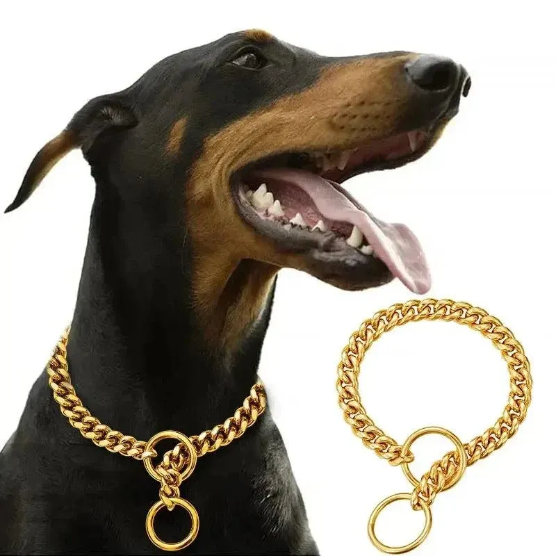Gold Chain Dog Collar for Strong Dogs – Stainless Steel 11