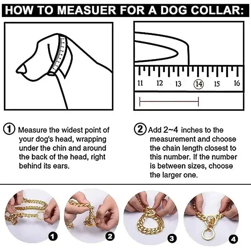 Gold Chain Dog Collar for Strong Dogs – Stainless Steel 4