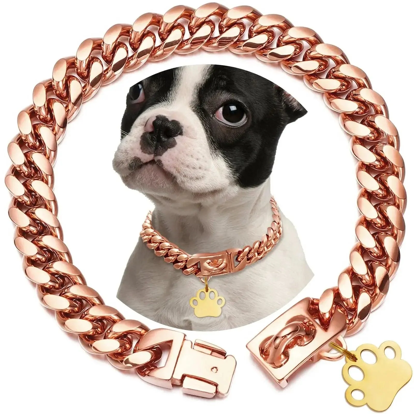 Heavy-Duty Gold Plated Cuban Link Dog Collar 11