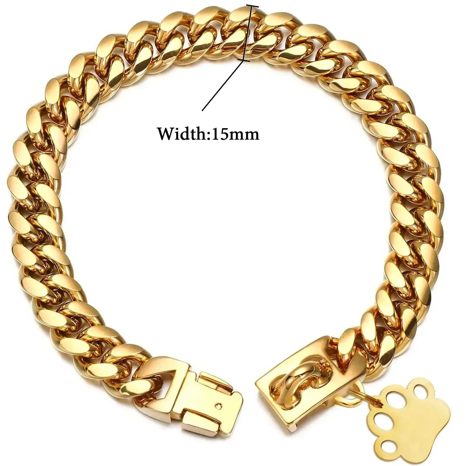 Heavy-Duty Gold Plated Cuban Link Dog Collar 4