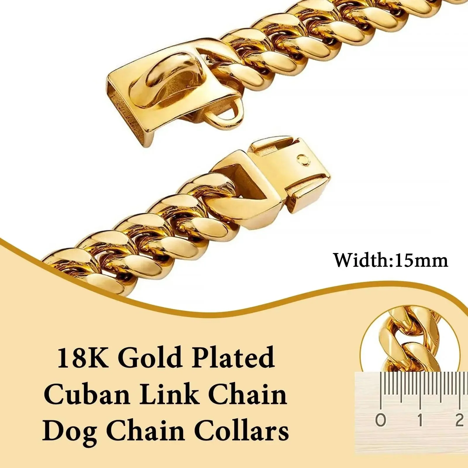 Heavy-Duty Gold Plated Cuban Link Dog Collar 5