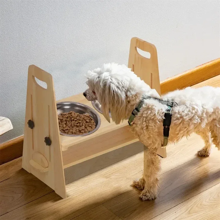 Height Adjustable Elevated Wooden Dog Feeder alternate view