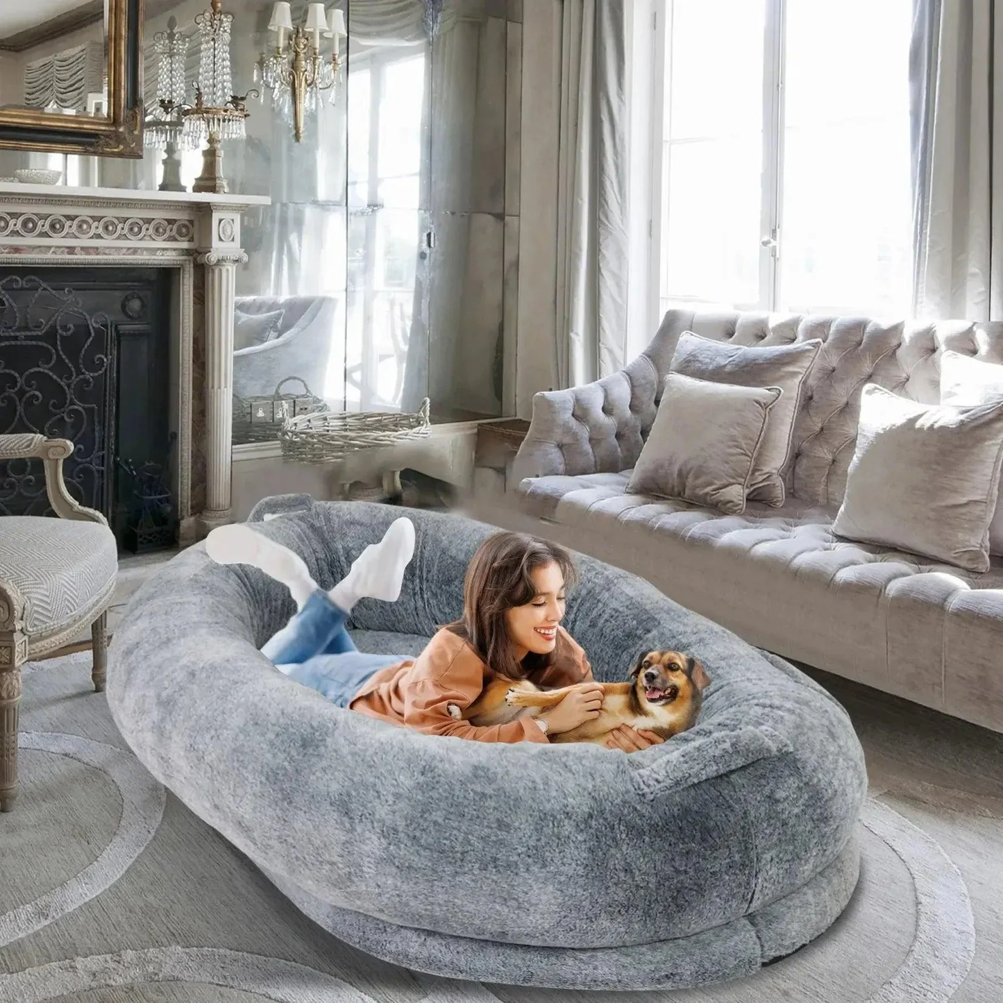 Human Dog Bed for Pets & Adults | XXL Orthopedic Bolster