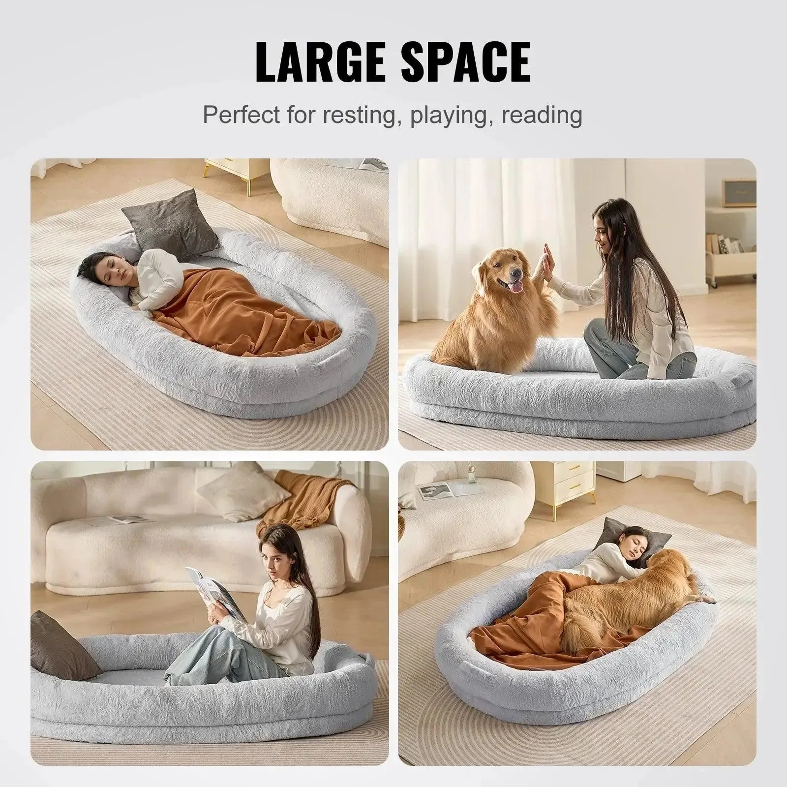 Human Dog Bed for Pets & Adults | XXL Orthopedic Bolster 6