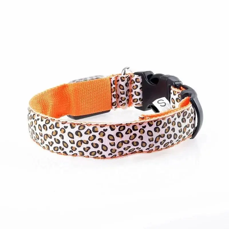 Leopard Print LED Dog Collar – Light Up, Adjustable & Safe 12