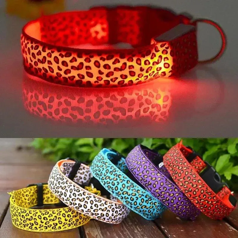 Leopard Print LED Dog Collar – Light Up, Adjustable & Safe 5