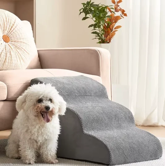 Memory foam dog stairs with washable corduroy cover alternate view