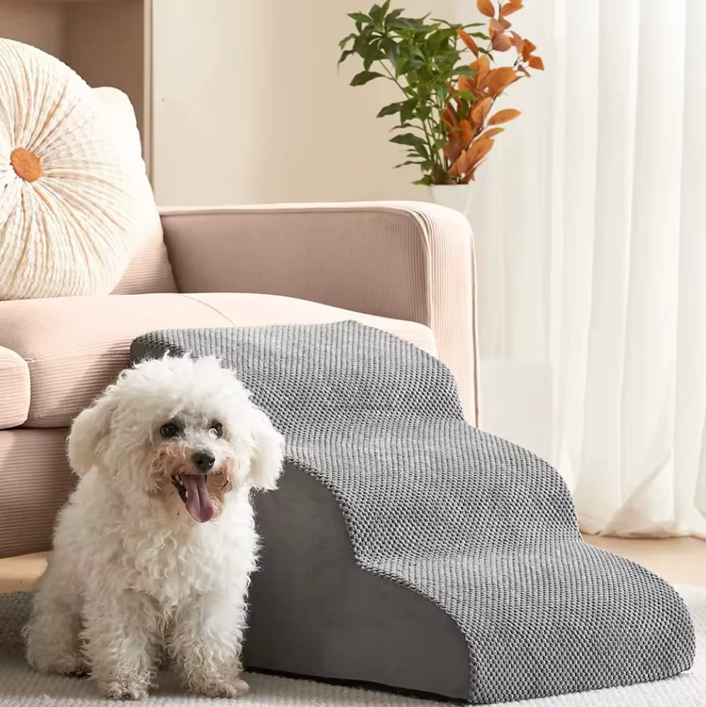 Memory foam dog stairs with washable corduroy cover 2