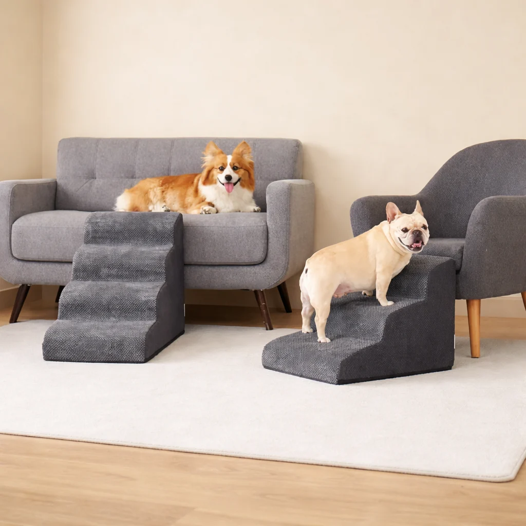 Memory foam dog stairs with washable corduroy cover 4