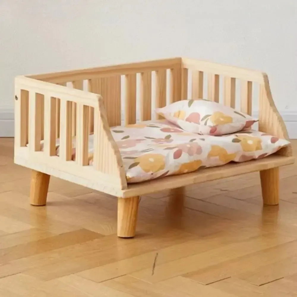 Minimalist Wooden Elevated Dog Bed | Semi-Enclosed Moisture-Proof Design | XS Size 5