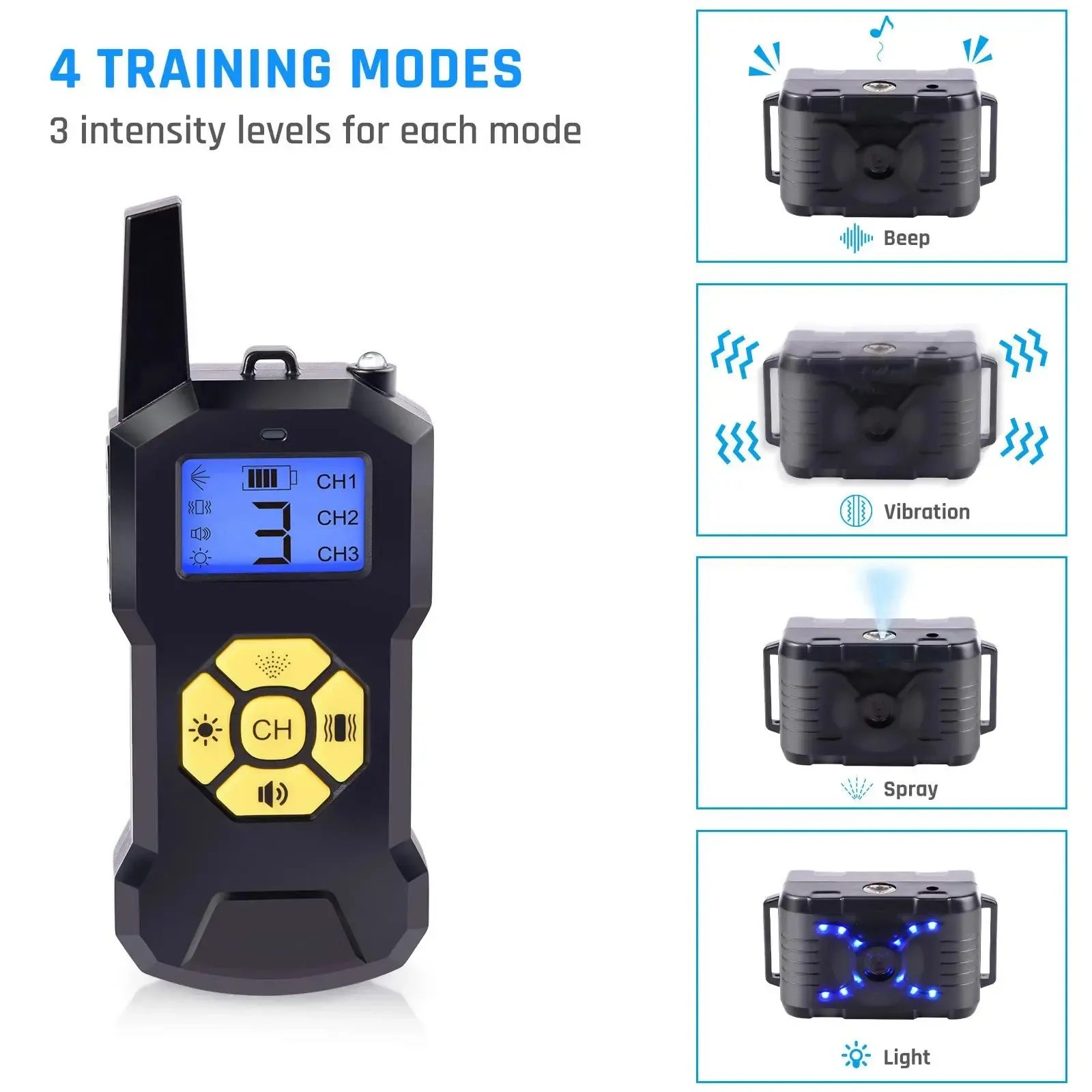 No Shock Spray Dog Bark Collar with Remote Trainer - For 2 dogs 4