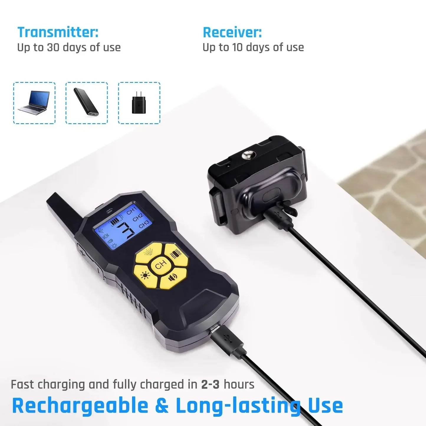 No Shock Spray Dog Bark Collar with Remote Trainer - For 2 dogs