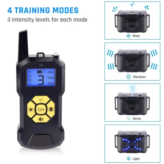 No Shock Spray Dog Bark Collar with Remote Trainer - For 3 dogs alternate view
